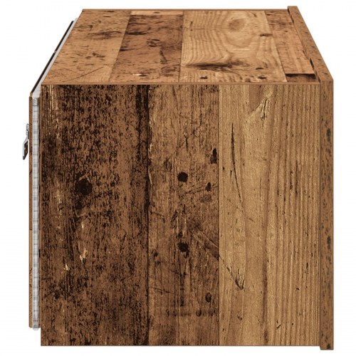 TV Vægholder med LED Lys Gammelt Træ 80x35x31 cm