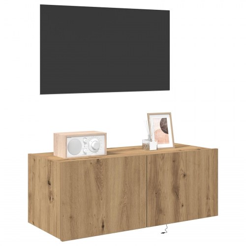 TV Vægskab med LED Lys Artisan Eg 80x35x31 cm