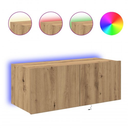 TV Vægskab med LED Lys Artisan Eg 80x35x31 cm