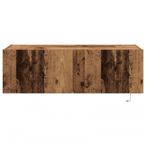 TV Vægskab med LED Lys Gammelt Træ 100x35x31 cm