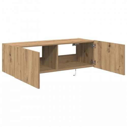TV Væghængt Skab med LED Lys Artisan Eg 100x35x31 cm