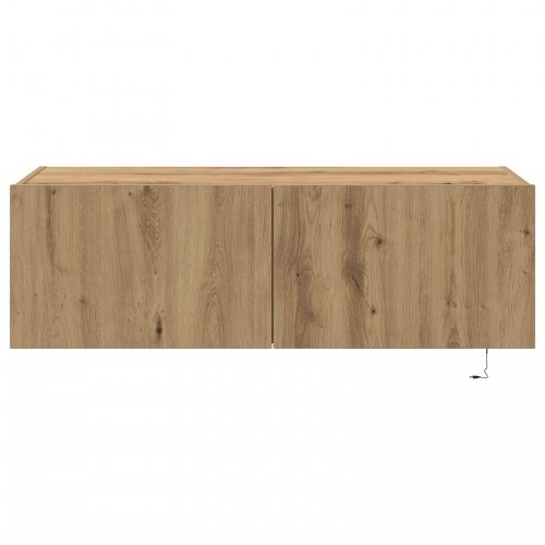 TV Væghængt Skab med LED Lys Artisan Eg 100x35x31 cm