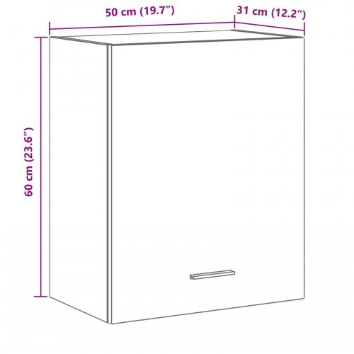 Sort Eg Hængeskab 50x31x60 cm Lavet af Konstrueret Træ