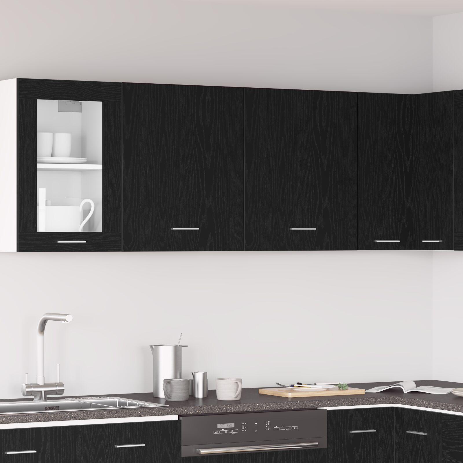 Hængende skabe - 2 pak - Sort eg, 100x31x60 cm - Fremstillet af konstrueret træ