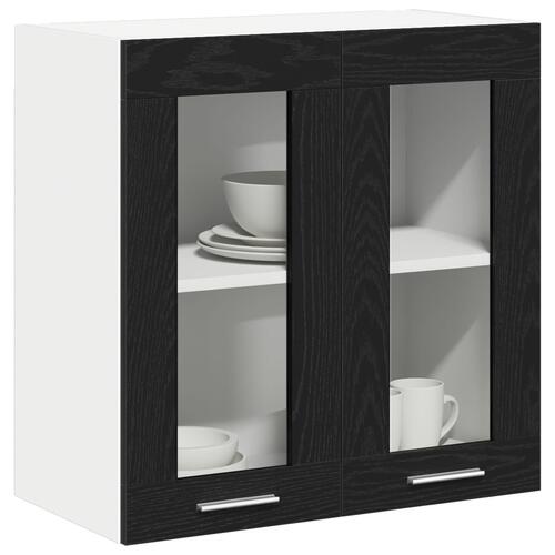 Hængende Glas Skab i Sort Egetræ - 60x31x60 cm