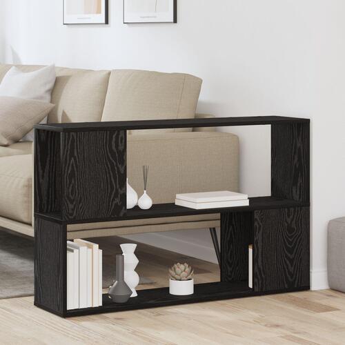 Bogreol Sort Egetræ 100x24x63 cm - Konstrueret Træ