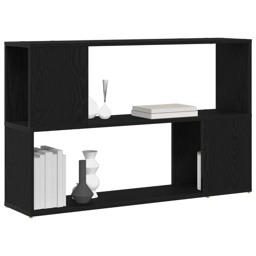 Bogreol Sort Egetræ 100x24x63 cm - Konstrueret Træ