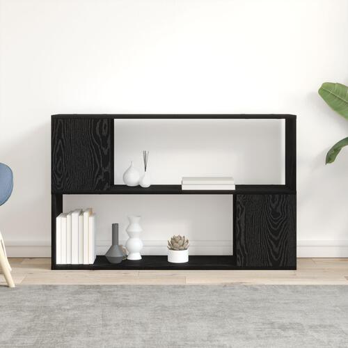 Bogreol Sort Egetræ 100x24x63 cm - Konstrueret Træ