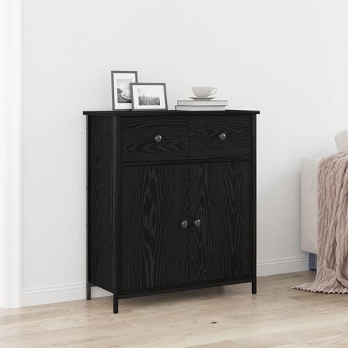Skabsplade Sort Eg 70x30x80 cm Ingenieret Træ og Stål