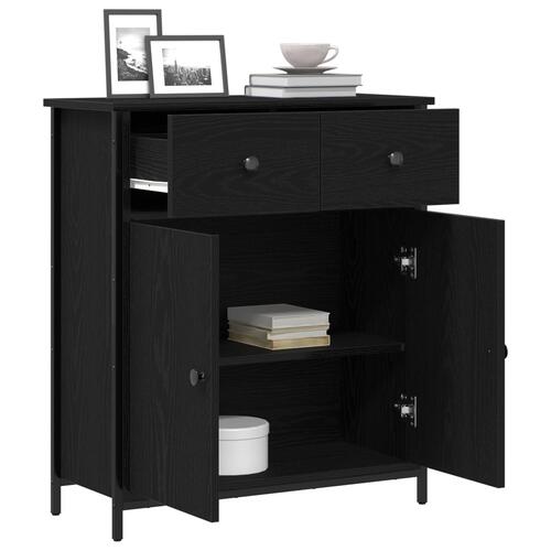 Skabsplade Sort Eg 70x30x80 cm Ingenieret Træ og Stål