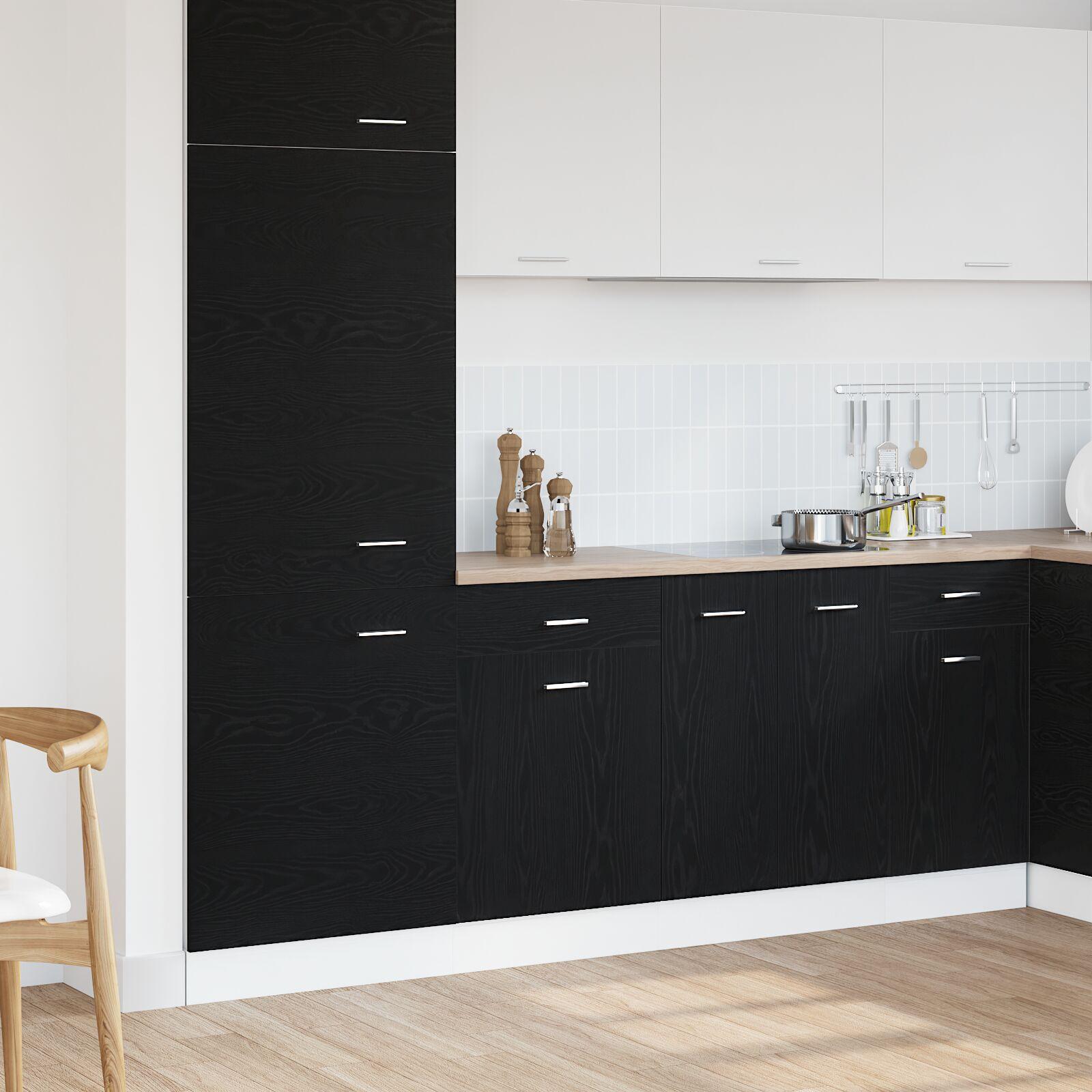 Skuffeskab med skuffe Sort eg 50 x 46 x 81.5 cm Konstrueret træ billede