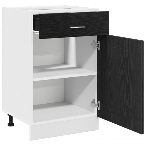 Sort Egetræ Skuffeskab - 50x46x81,5 cm, Lavet med Konstrueret Træ