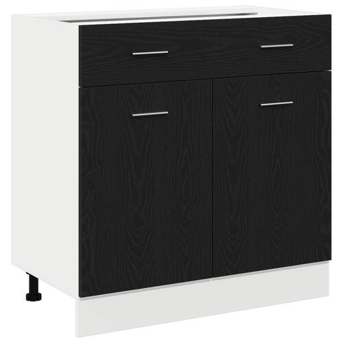 Skab med Skuffe i Sort Eg, 80x46x81.5 cm, Lavet af Konstrueret Træ