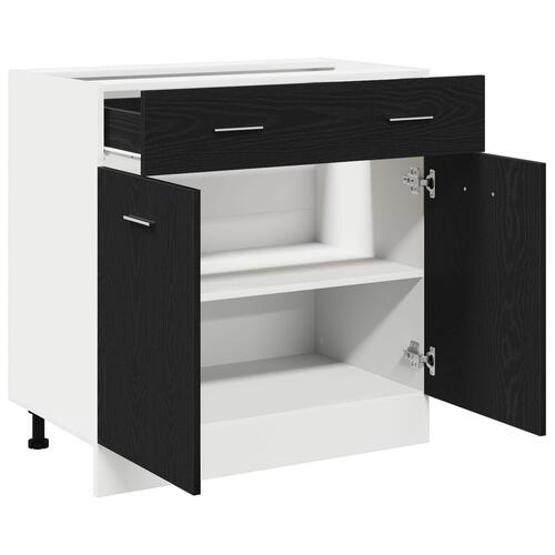 Skab med Skuffe i Sort Eg, 80x46x81.5 cm, Lavet af Konstrueret Træ
