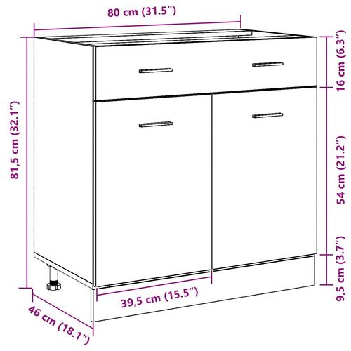 Skab med Skuffe i Sort Eg, 80x46x81.5 cm, Lavet af Konstrueret Træ