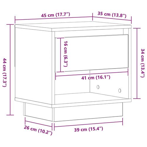 Sengebord Artisan Eg 45x34x46 cm Konstrueret træ