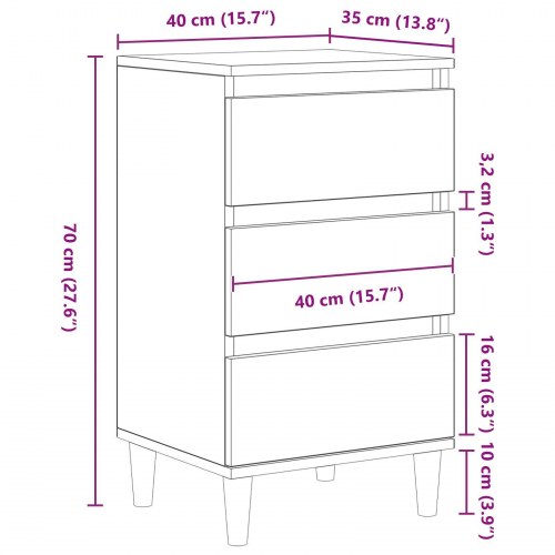 Sengebord Artisan Eg 40x35x70 cm Konstrueret Træ