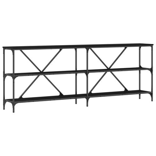 Konsolbord Sort Eg 200x30x75 cm Ingeniørtræ og Stål