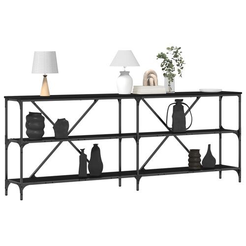 Konsolbord Sort Eg 200x30x75 cm Ingeniørtræ og Stål