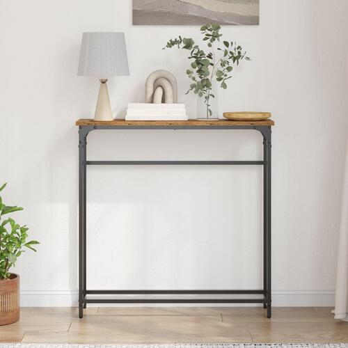 Konsolbord Gamle Træ 75x19,5x75 cm Ingeniørtræ og Stål