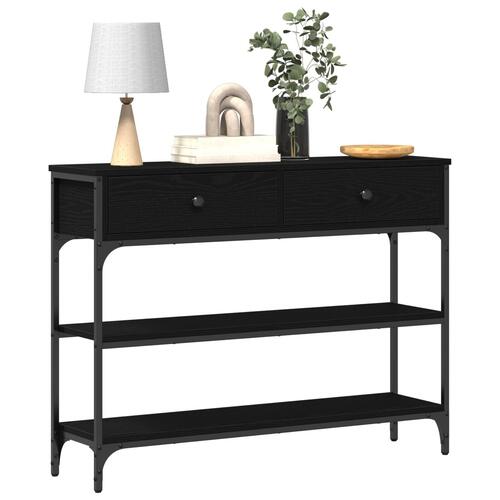 Konsolbord Sort Eg 100x25x75 cm Ingeniørtræ & Stål