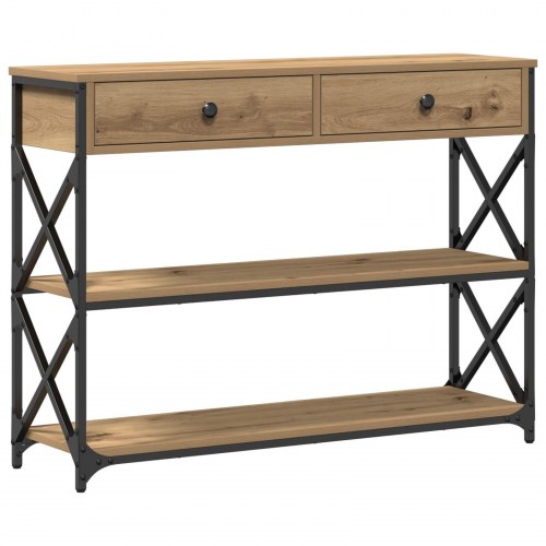 Konsolbord Artisan Egetræ 100x28x75 cm Ingeniørtræ & Stål