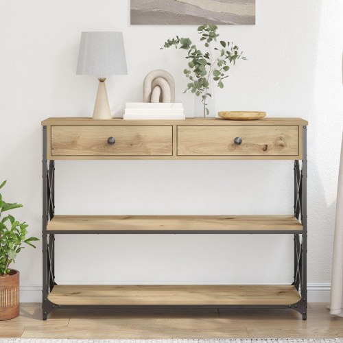 Konsolbord Artisan Egetræ 100x28x75 cm Ingeniørtræ & Stål