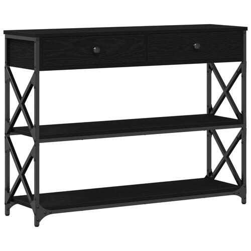 Konsolbord Sort Eg 100x28x75 cm Konstrueret Træ & Stål