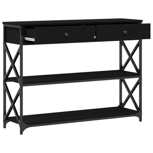 Konsolbord Sort Eg 100x28x75 cm Konstrueret Træ & Stål