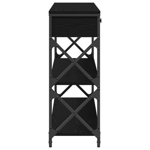 Konsolbord Sort Eg 100x28x75 cm Konstrueret Træ & Stål