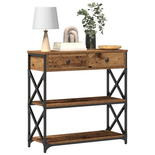 Konsolbord Gammelt Træ 75x28x75 cm Ingeniørtræ og Stål