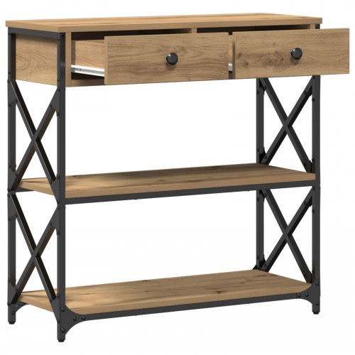 Konsolbord Artisan Eg 75x28x75 cm Ingeniørtræ og Stål
