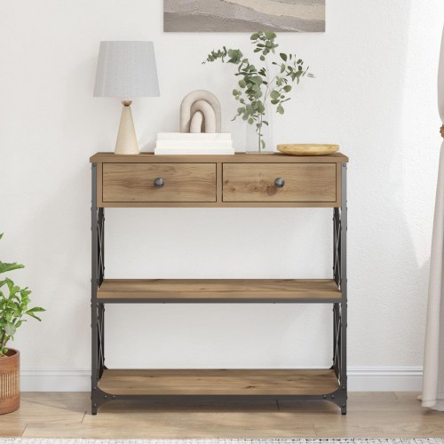 Konsolbord Artisan Eg 75x28x75 cm Ingeniørtræ og Stål