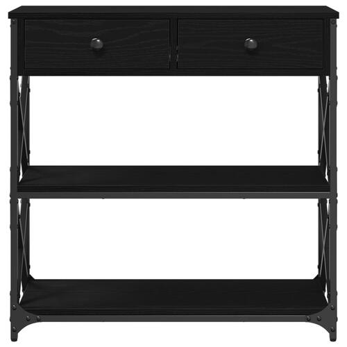Konsolbord Sort Eg 75x28x75 cm Konstrueret Træ og Stål