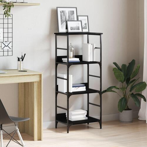 Bogreol Sort Eg 50x33x117,5 cm Konstrueret Træ og Stål