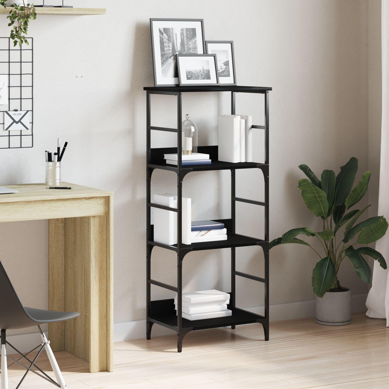 Bogreol Sort Eg 50x33x117,5 cm Konstrueret Træ og Stål
