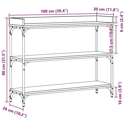 Konsolbord Gammelt Træ 100x30x80 cm Ingeniørtræ og Stål