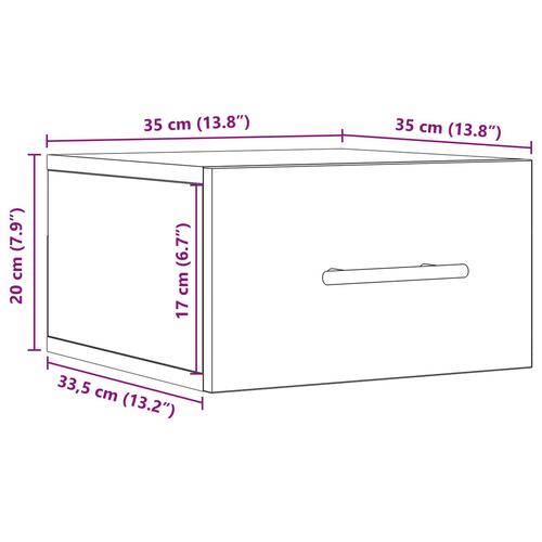 Sengbord Væghængt Artisan Eg 35x35x20 cm