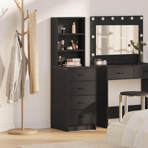 Højskab Sort Eg 40x41x135 cm Konstrueret Træ