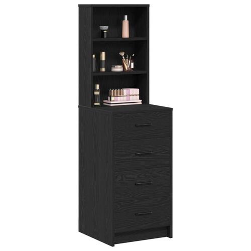 Højskab Sort Eg 40x41x135 cm Konstrueret Træ