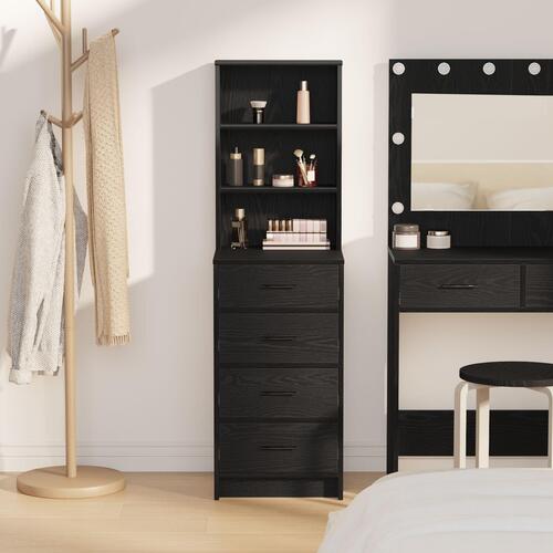 Højskab Sort Eg 40x41x135 cm Konstrueret Træ