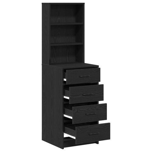Højskab Sort Eg 40x41x135 cm Konstrueret Træ
