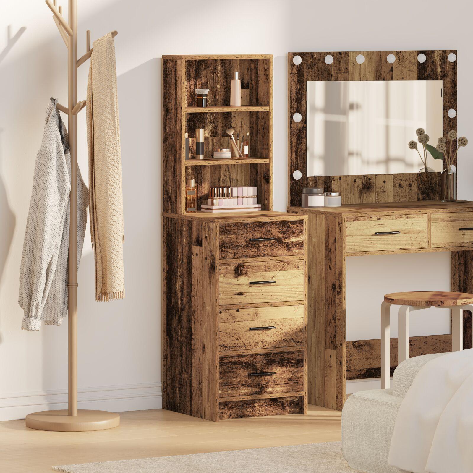 Highboard Gammelt træ 40 x 41 x 135 cm Konstrueret træ billede