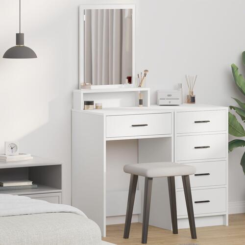 Make-up bord med skuffer - Hvid - 50x41x140 cm