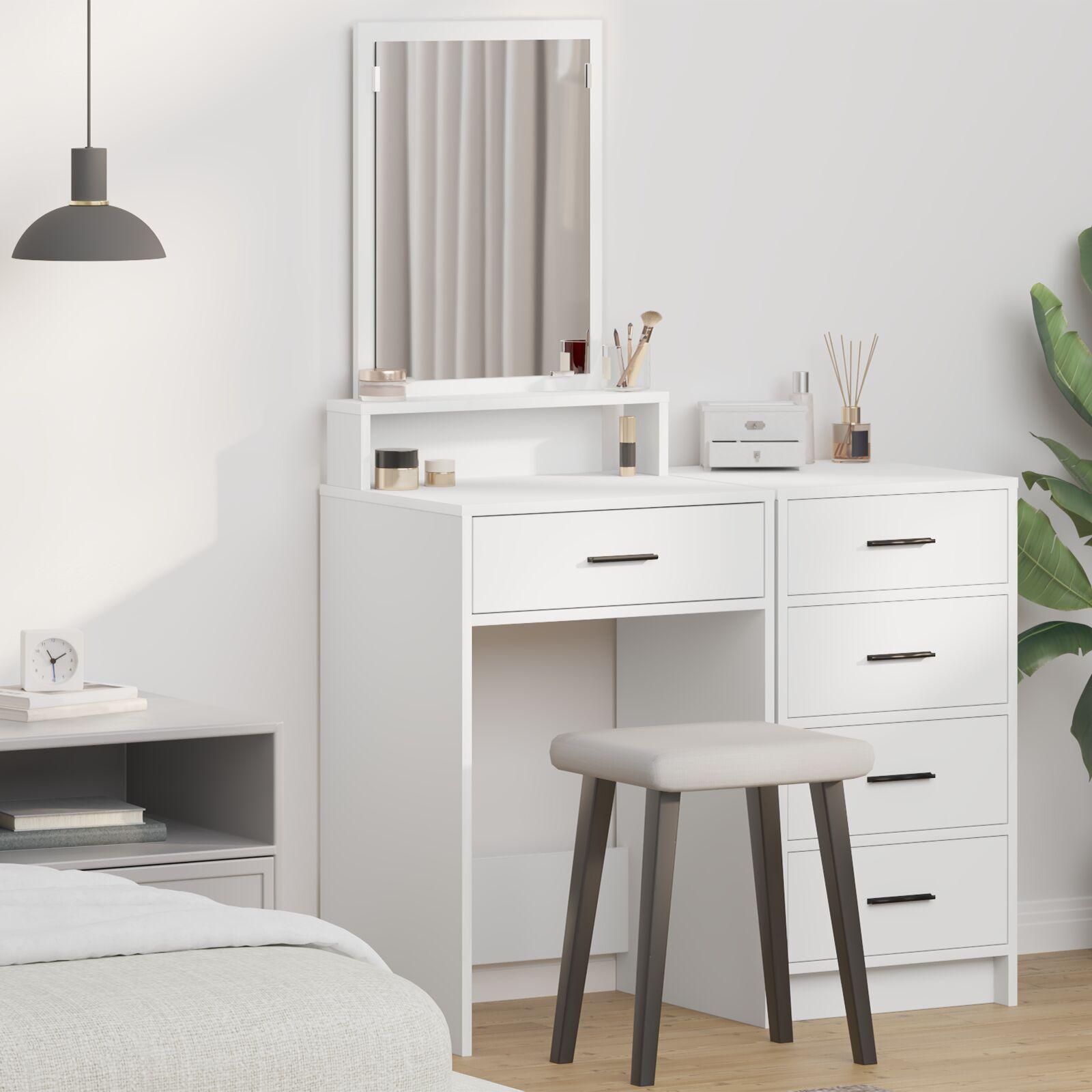 Make-up bord med skuffer - Hvid - 50x41x140 cm