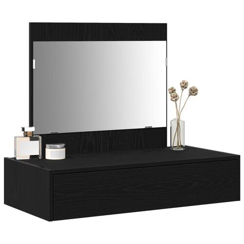 Vægmonteret Makeupbord Sort Eg 83x40x70 cm