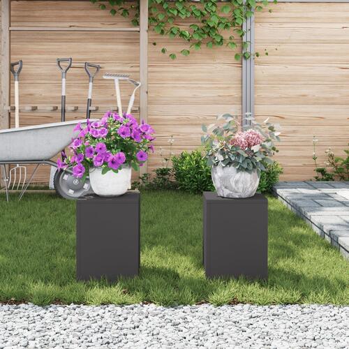 Udendørs Planteholdere Søjle 2 stk Sort 24x24x35 cm Stål