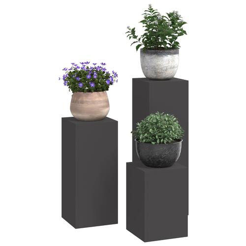 Udendørs Planteholdere Stander 3 stk Sort Stål