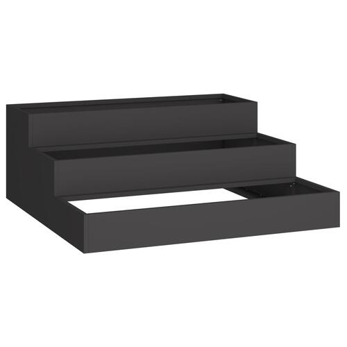 Haveplantekasse 3-etagers 90x90x35 cm Sort Stål