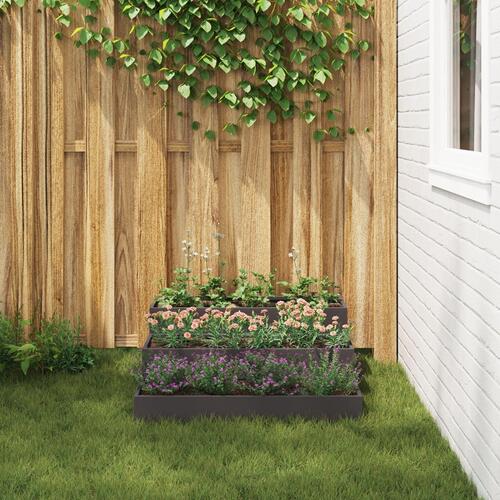 Haveplantekasse 3-etagers 90x90x35 cm Sort Stål